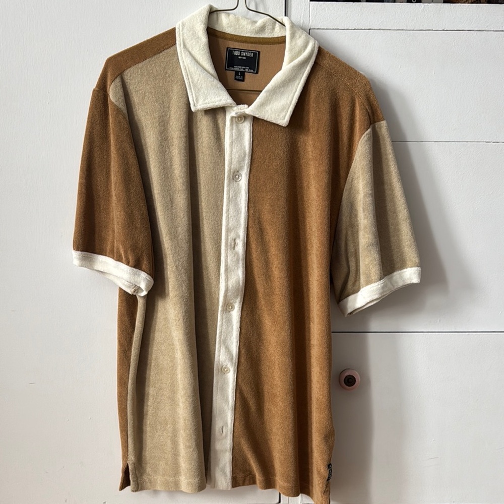 Vintage Style Brown and Cream Men's Shirt